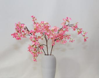 Rustic Plum Blossom Craft, Artificial Cherry Blossom Spray, Home Floral Decor, Wedding Party Arrangement Centerpiece, Floor Vase Filler Gift