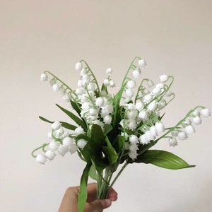 Artificial Lily of the Valley with Foliage, Realistic Small Bell Flowers, Rustic Wildflower Decoration, Bridal Bouquet Filler, Spring Spray