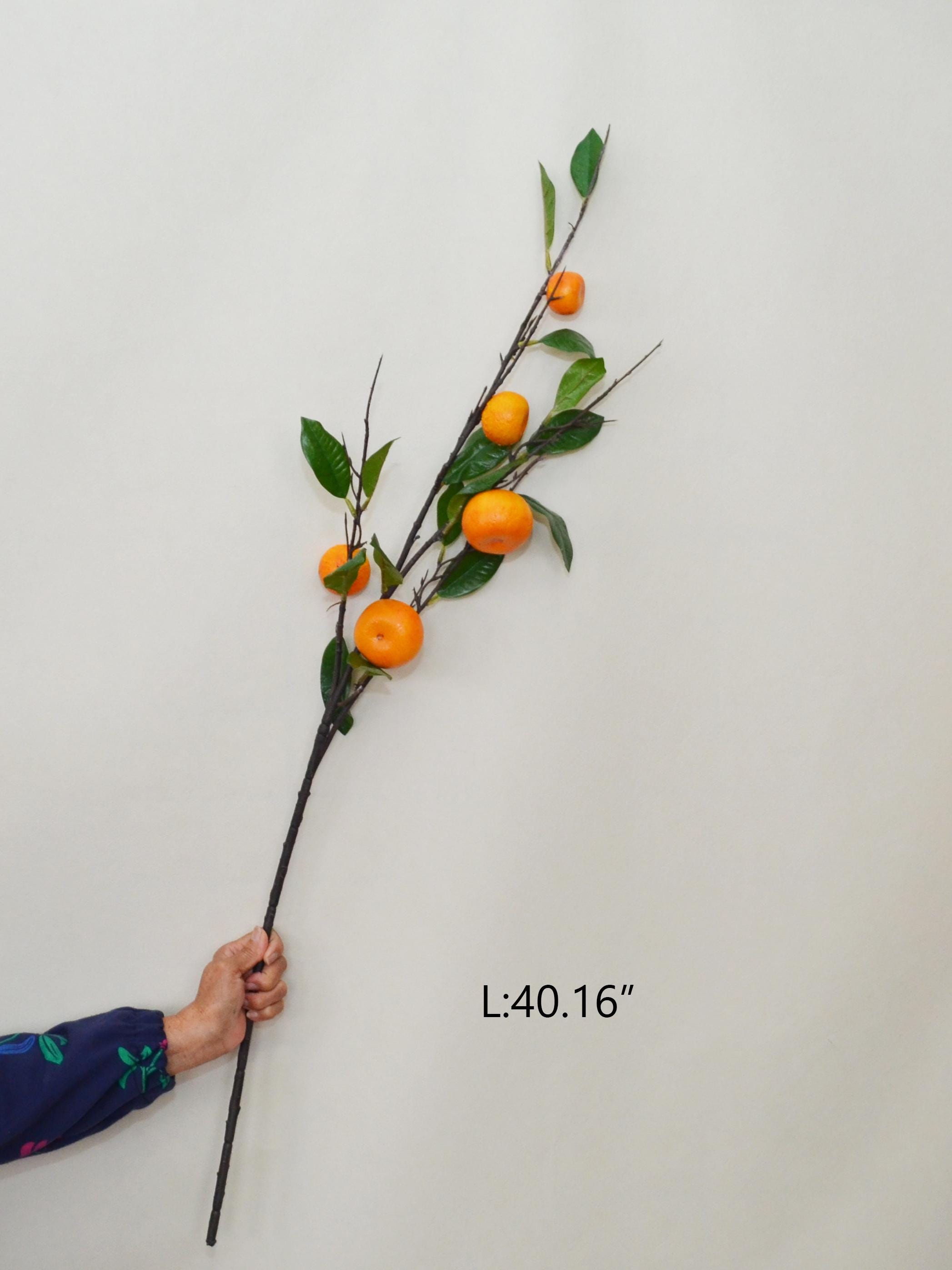 Realistic Citrus Stem, Artificial Orange Fruit Stem With Leaves, Autumn ...