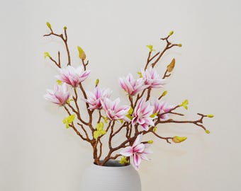Gefälschte Magnolie mit Blättern, lebensechte Magnolie, künstliche Blumen Handwerk, Haus Blumen Dekor, Hochzeit Mittelstücke, rustikale Wohnkultur