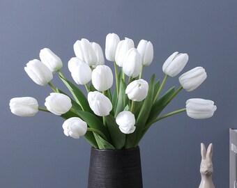 Kunstmatige tulp stengel met blad, realistische bloem ambacht, huis bloemen decor, voor bruidsboeket, bruiloft partij centerpiece, eetkamer bloei