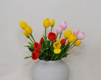 Echte aanraking tulpenbundel met knop, nep bruidsboeket, decoratie thuis, kunstbloem ambachten, tafelstuk feestarrangement