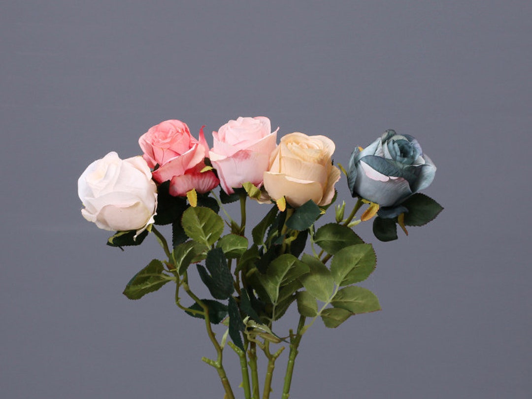 Individual Rose Stem With Leaves, Artificial Flower Craft, for Bridal ...
