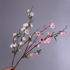 Plum Blossom Long Branch with Buds, Artificial Flowers, Spring Rustic Bloom Stem, Chinese Home Wax Flower Decor, Wedding Party Arrangement