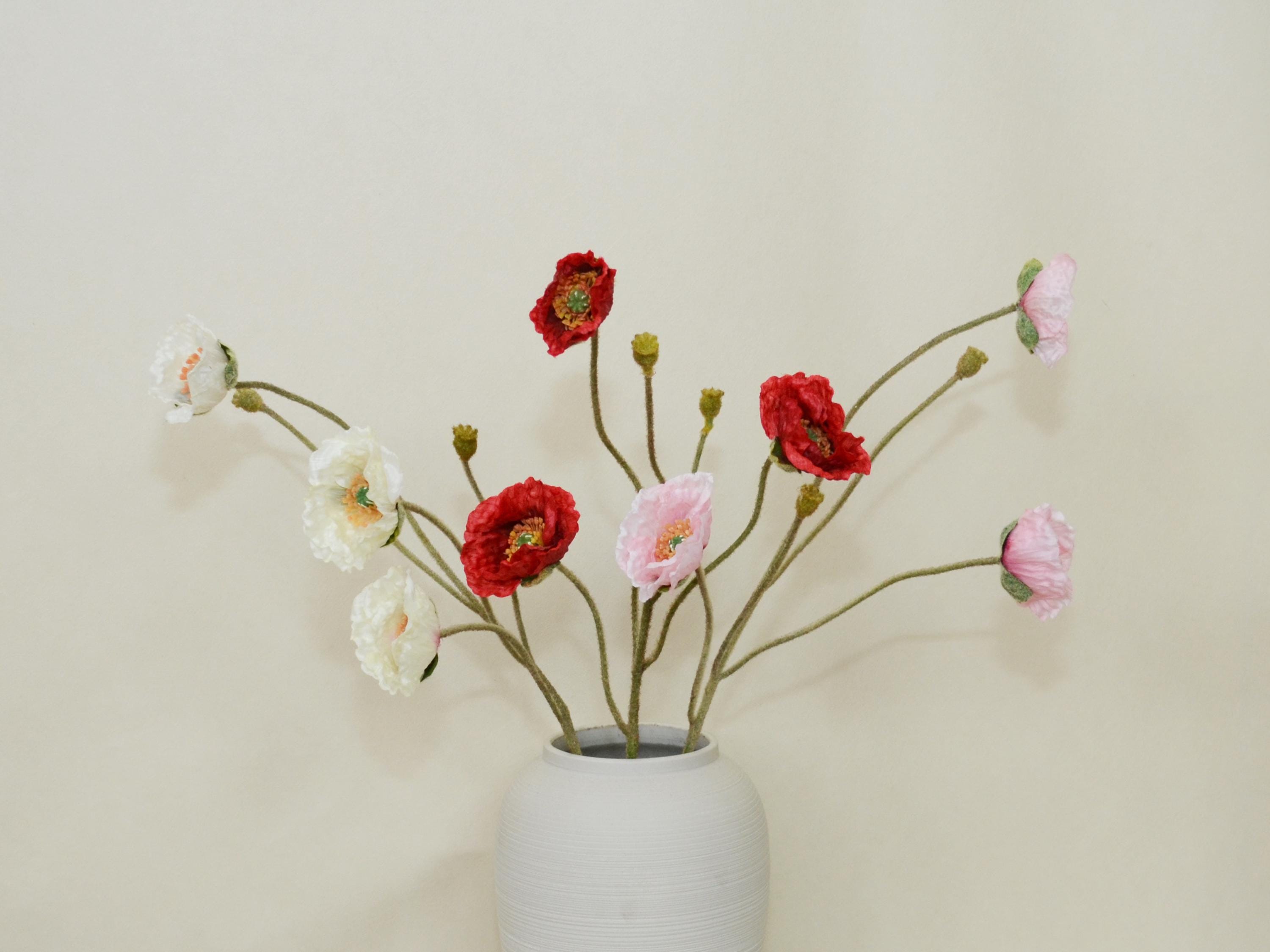 造花のポピーの実、シルクのポピーの花、造花、ポピーのフラワー