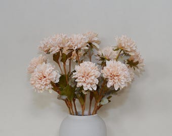 Artificial Chrysanthemums, Dried Dahlia Stem with Leaves, Vintage  Floral Decor, Artificial Flower Crafts, Wedding Party Bloom Arrangement