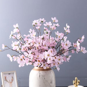Fake Peach Blossom Stem, Faux Plum Bloom Branch, Artificial Cherry Flower Craft, Home Floral Decor, Wedding Party Arrangement Centerpiece