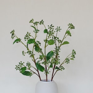 Artificial Berry Stems with Leaves, Fake Green Bean Branches, Artificial Flower Crafts, Home Floral Decor, Wedding Party Plant Arrangement