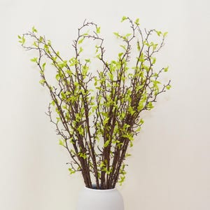 Artificial Shooting Branch with Tender Leaves, Realistic Greenery Stems, Faux New Growth Branches, Decorative Leafy Twigs, Home Floral Decor