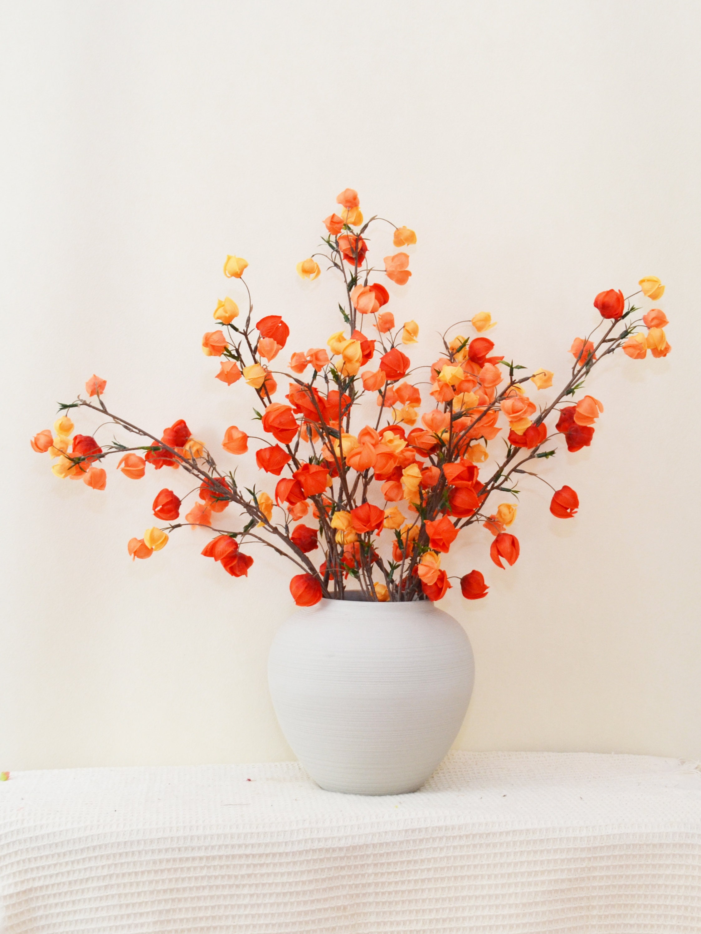 Fleurs Artificielles Hortensias Et Marguerites – Lot De 14, Couleur Orange – Décoration Maison, Jardin, Fête