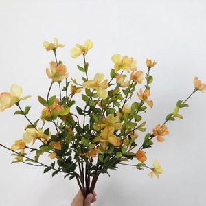 Rustic Wildflower Bouquet Artificial, Fake Small Flower Yellow, Living Room Floral Arrangement, Dining Table Spray, for Outdoor Garden Party