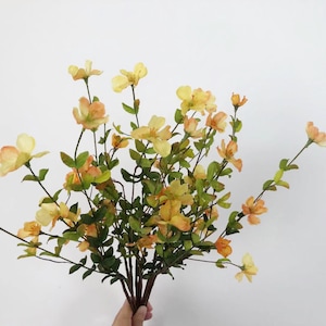 Rustic Wildflower Bouquet Artificial, Fake Small Flower Yellow, Living Room Floral Arrangement, Dining Table Spray, for Outdoor Garden Party