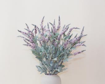 Salvia artificial en aerosol, decoración de lavanda falsa, salvia artificial realista, tallos florales para bodas, decoración del hogar, artesanía con flores falsas, arreglos para bodas