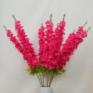 Artificial  Delphinium Long Stem with Leaves,  Home Decor, Fake Flower Craft, Wedding Party Bloom Arrangement, Dining Table Centerpiece