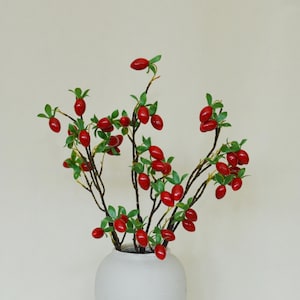 Quality Tomato Branch, Fake Small Persimmon, Artificial Fall Berry Crafts, Home Decor, Wedding Arrangement, Floor Vase Filler, Zen Flower