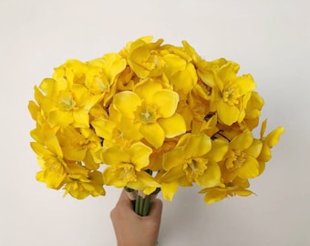 Artificial Narcissus Bouquet, Realistic Daffodil Stem, Wedding Bridal Flower, Home Floral Decor, Dining Table Centerpiece, Indoor Spray Gift