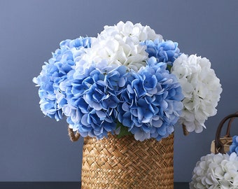 Real Touch Hydrangea Stems with Leaves, Artificial Flower Crafts, Spring Floral Decor, Bridal Bouquet Fillers, Wedding Party Centerpiece
