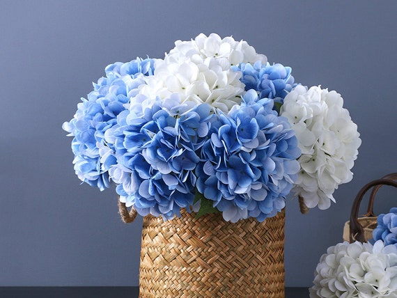 Real Touch Hydrangea Stems with Leaves, Artificial Flower Crafts, Spring Floral Decor, Bridal Bouquet Fillers, Wedding Party Centerpiece