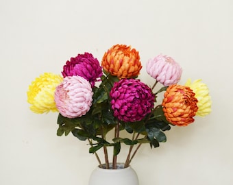 Artificial Chrysanthemum Stem, Fake Chrysanthemums with Leaves, Autumn Flower, Fall Decor, Home Decor, Faux Floral Crafts, Fake Daisy Flower