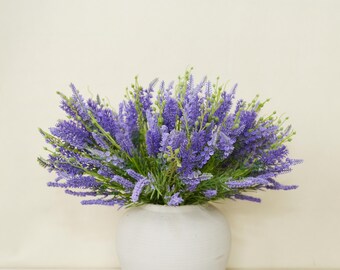 Lavanda artificial, espray de salvia artificial, flor silvestre realista, decoración del hogar, artesanía realista, centro de mesa, regalo
