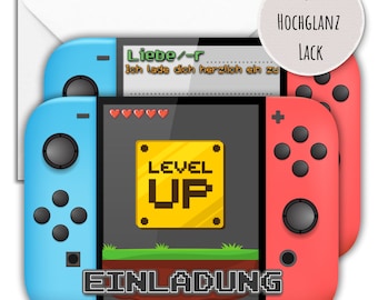 12x Nintendo Switch Einladungskarten mit/ohne Umschläge für Jungen & Mädchen Kindergeburtstag und Party – Coole Karten mit Konsolen Motiv