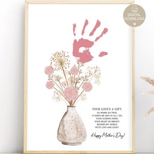Handprint Mothers Day Gift, Mom Handprint Craft DIY, Gifts Mothers Day Grandma, Gift for Mom, Gifts for Her, Kids Handprint Art, Download