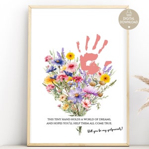 Will You Be My Godparents Proposal Gifts Printable, Handprint Art Flowers, Asking Godparents, Godparents Keepsake Craft, Godmother Godfather