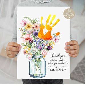 Teacher Appreciation Gift from Kids, Appreciation Handprint Gift from Students, End of Year Gift, Thank You Gift Idea, Instant Download, PDF