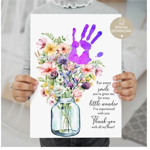 Teacher Appreciation Gift, Thank You Gift, Printable Handprint Wall Art DIY, End of Year Gift, Keepsake from Students, Daycare Preschool PDF