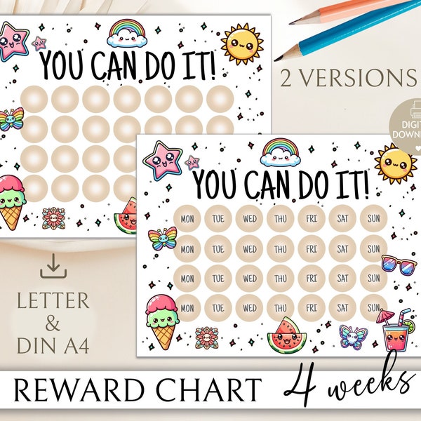Giftidea Kids Reward Chart, Preschool Gift, Toddler Reward, Kids Chore Chart Printable, Educational Gifts, Schoolkid Gifts, Learning Gifts