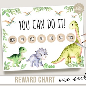 Dinosaur Toddler Reward Chart Printable Kids Behavior Chart Weekly ...