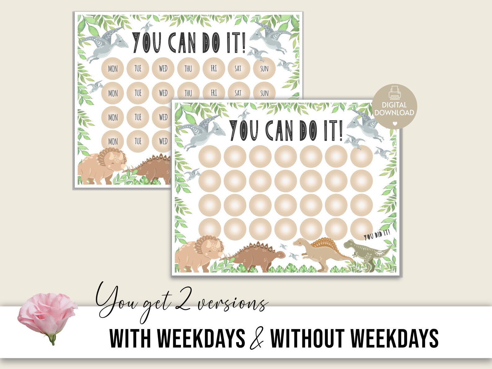 Reward Chart Dinosaur, 4 Weeks, Rewarding Kids Chore Chart, Kids ...