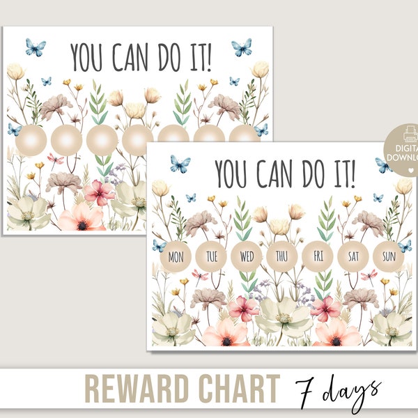 Gift Idea for Kids, Reward Chart, Reward System, Weekly Chore Chart, Toddler, Kindergarten, School, Preschool Printable, DIY, Behavior Chart