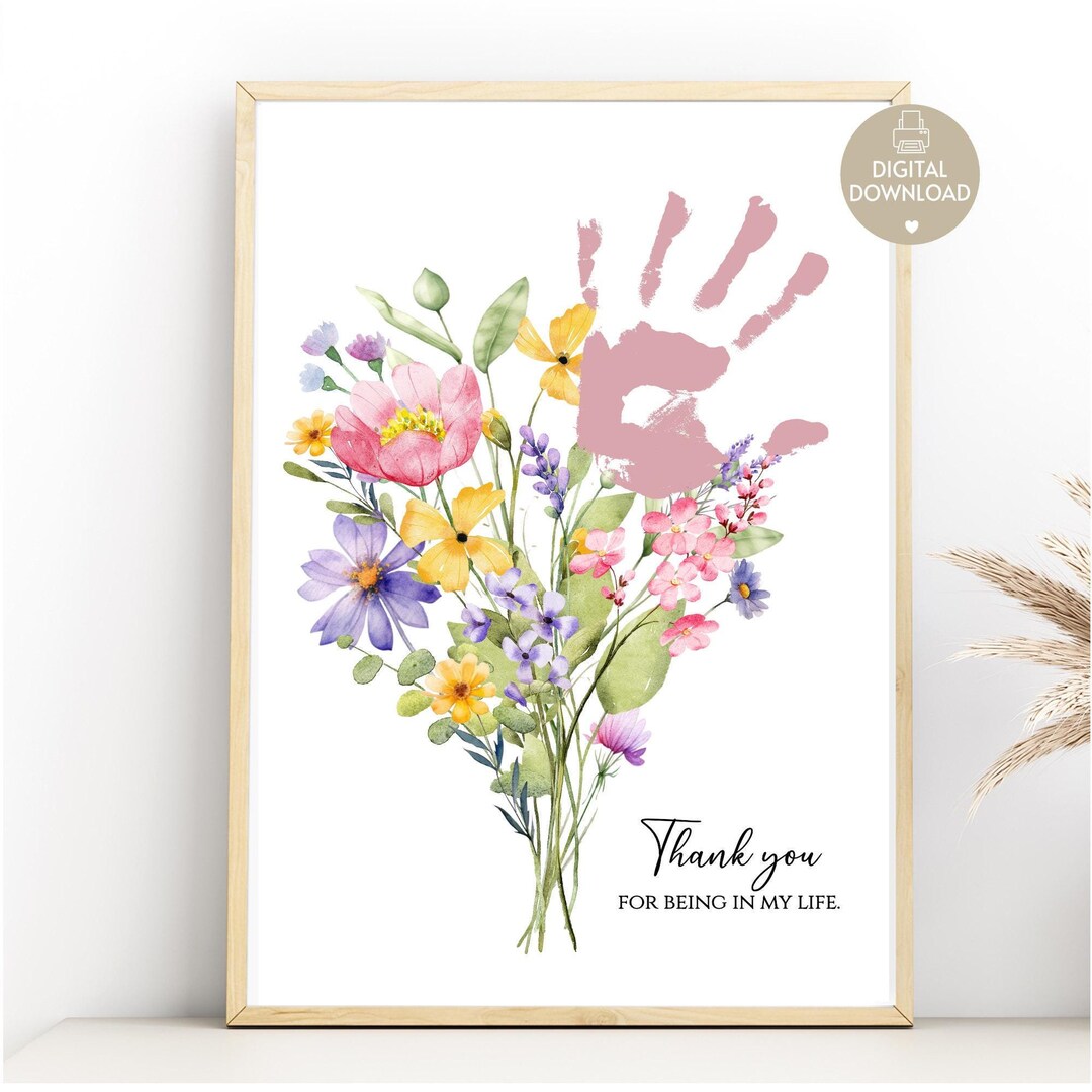 Flower Handprint Art Kids Printable Toddler Handprint Craft Baby DIY ...