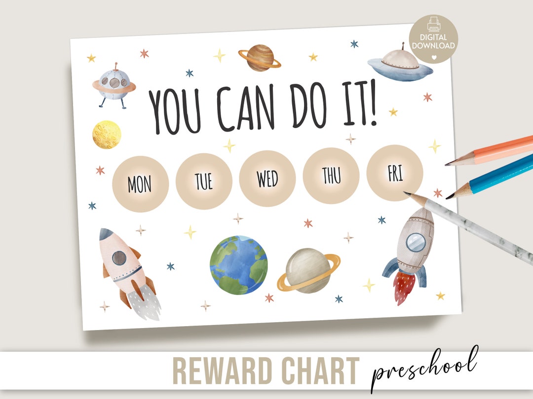 Routine Chart Weekdays for Boys Preschool Printable Space Behavior ...
