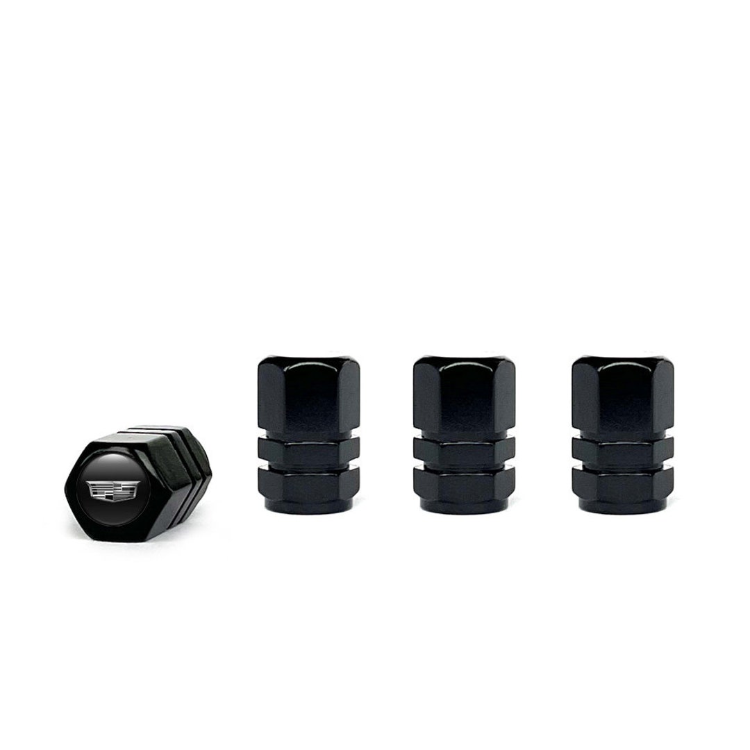 Set of 4 Pcs Cadillac Tire Valve Caps Black Color With Logo Etsy