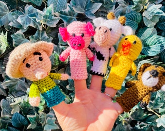 Handmade crochet finger puppets / old mc donald had a farm/ story telling