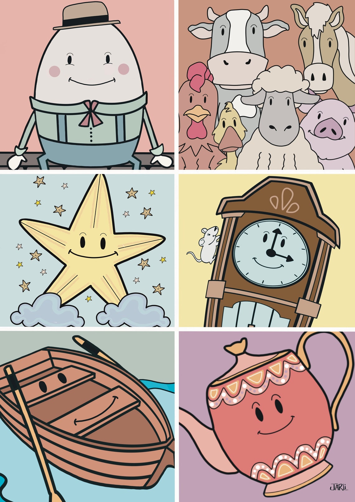 Nursery Rhyme Numbers & Alphabet Prints Set of 4 Etsy