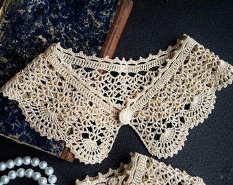 Peter Pan Crochet Lace Collar – Vintage Style Cotton Necklace