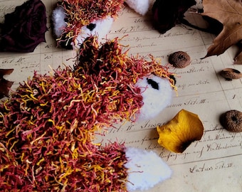 Mitones de zorro tejidos a mano: guantes acrílicos de animales extravagantes
