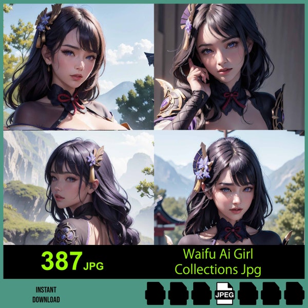 Waifu239 - TF Games Character Ai girl, Genshin Impact, Raiden Shogun, 387 jpg Ai Generated digital download bundle pack