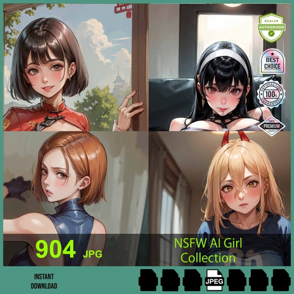 Waifu152 - Anime AI Hübsches Mädchen Art Digital Sammlungen, 904 Stück Bundle Packung Anime Ai Girl Jpg, Ai Mädchen 18 Sammlung Kunst