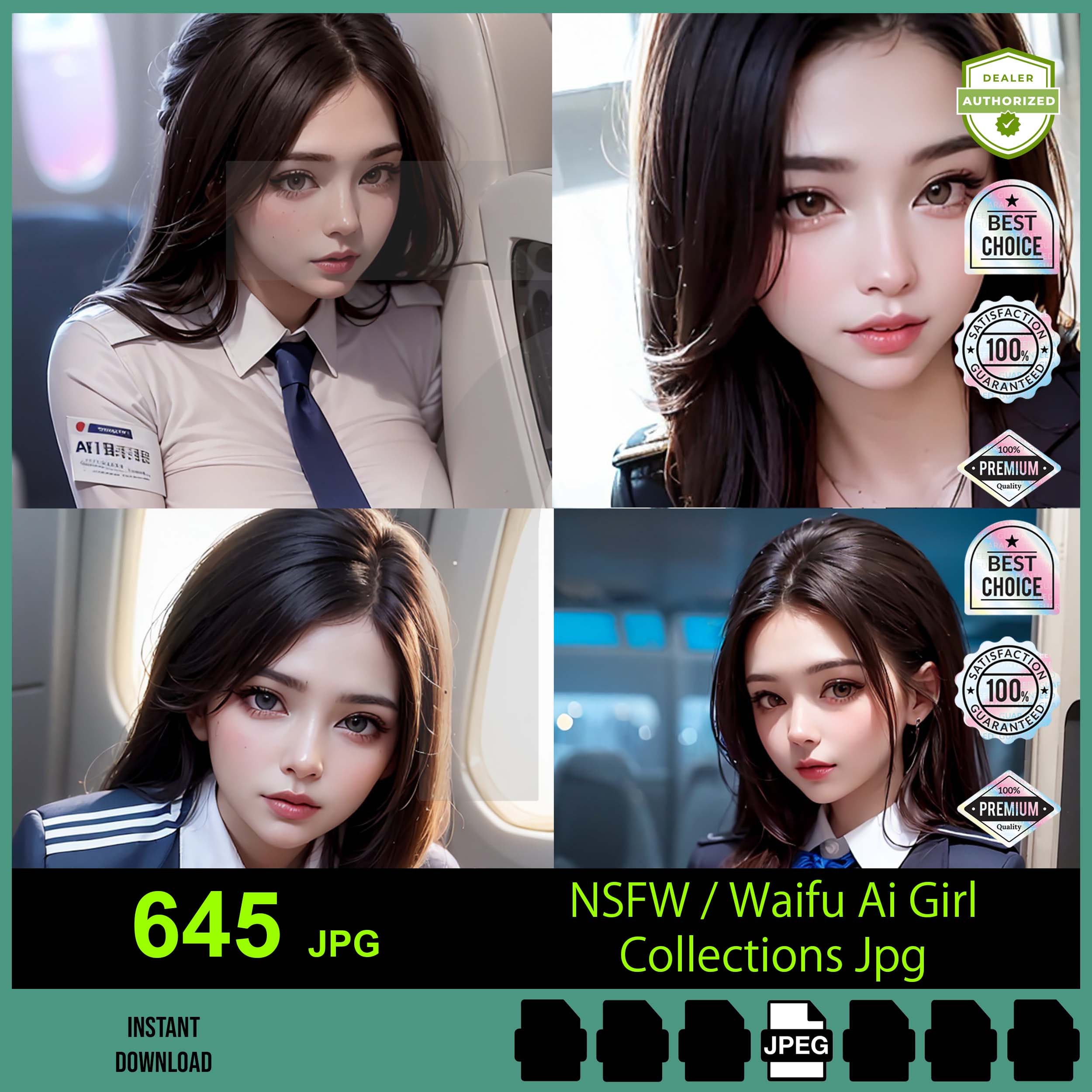 Waifu095 Stewardess AI Pretty Girl Art Digital Collections, 645pcs Onsen  Bundle Pack Blonde Hair Ai Generate Girl Jpg 