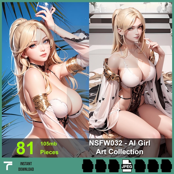 Waifu032 - NSFW AI Girl art, lot de 81 images haute résolution, secret 18x AI Girl Art, ensemble d'illustrations numériques