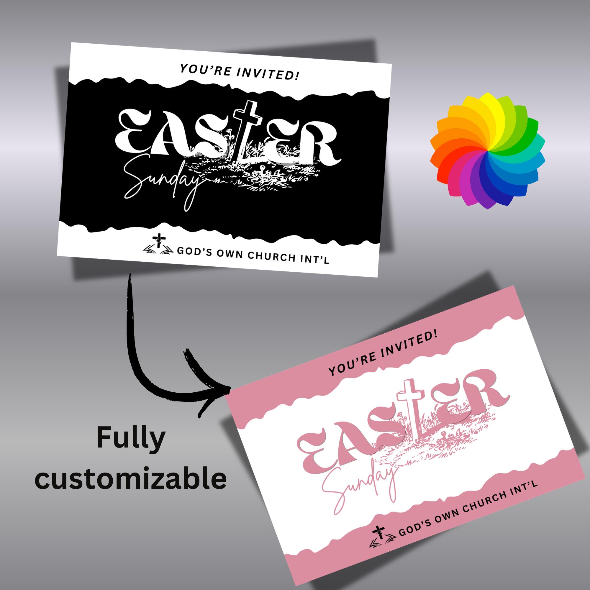 Editable Easter Church Service Postcard, Modern Easter Church Invite ...