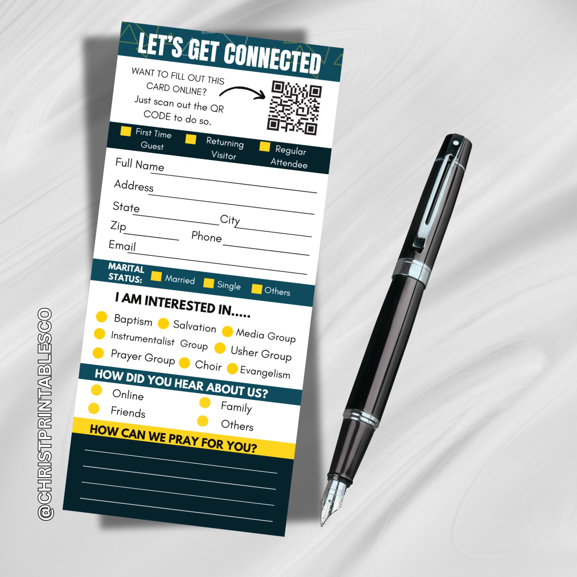 Church First Timer Card Editable Modern Church Connect Card, Connection Card for First Time ...