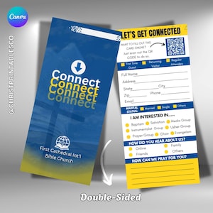 Church Modern Connect Card- Editable Connection Card QR Code For First Time Visitor, Church Follow up Cards Welcome to Church Card Canva.