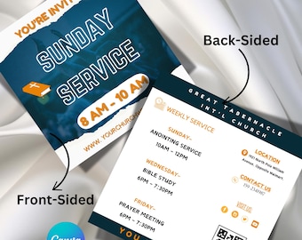 Editable Church Invite Card, Join Us QR Code, Canva Template