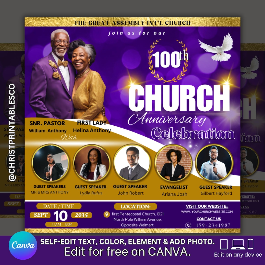 Editable Church Anniversary Flyer Purple Gold Church Anniversary editable-church-anniversary-flyer-purple-gold-church-anniversary