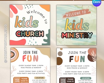 Boho Children's ministry invitation card, Editable invitation card for children, VBS Kids Invitation Card, Church Ministry Resources Canva.